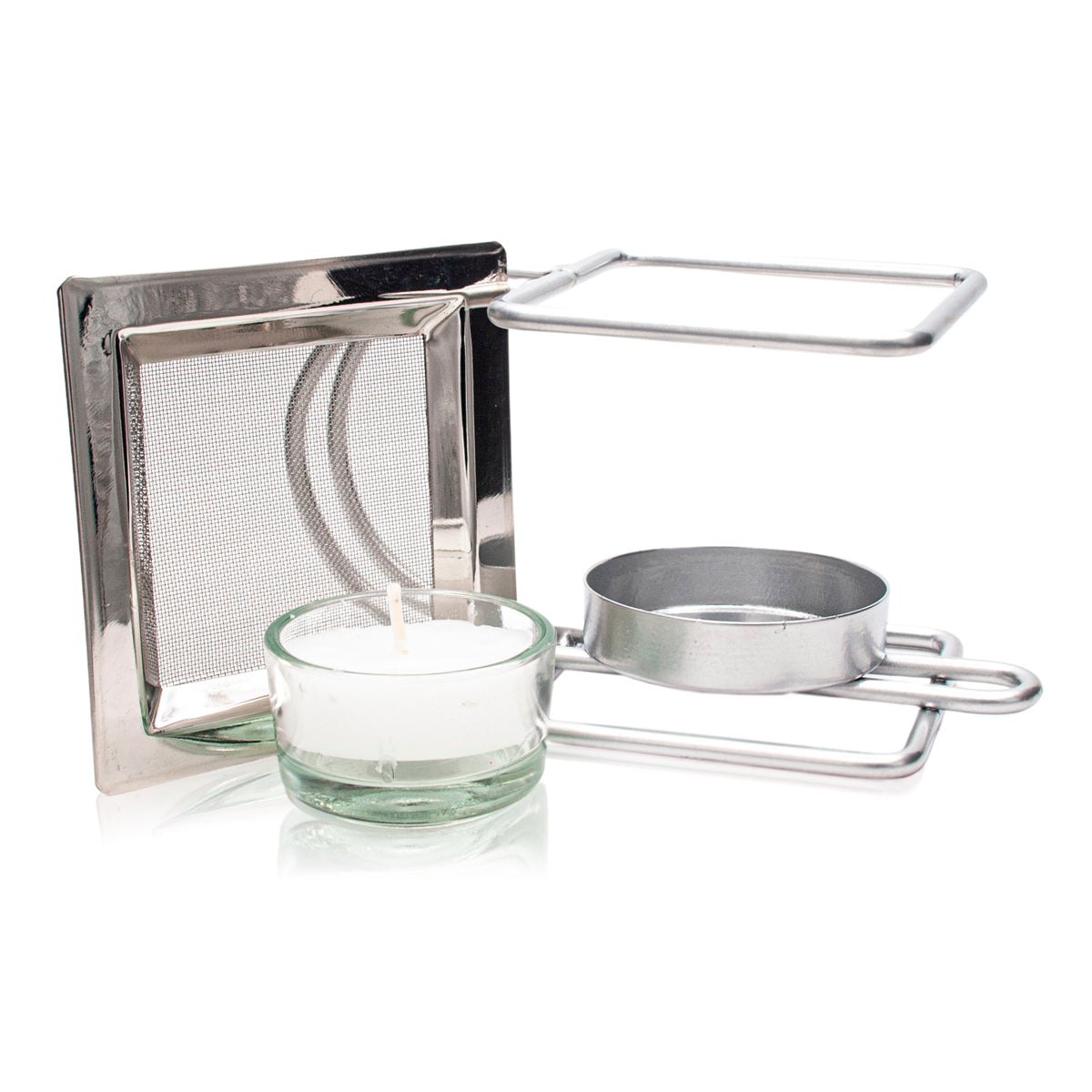 Räuchergefäß Silber mit quadratischem Sieb