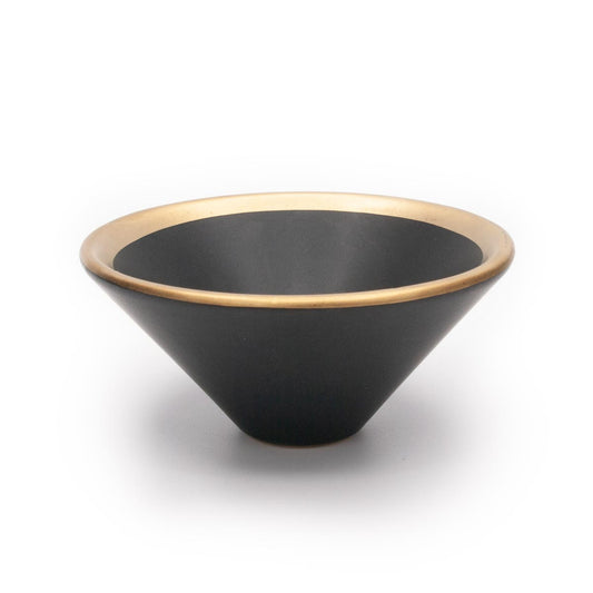 Räucherschale aus Keramik schwarz/gold