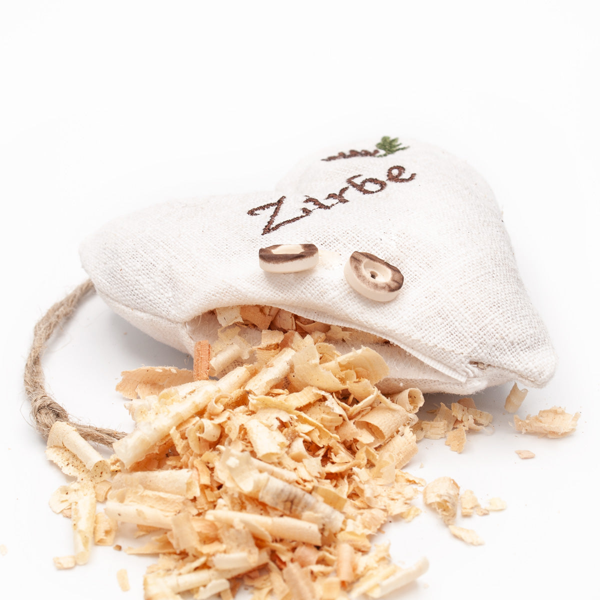 Räucherherz "Zirbe" aus edlem Leinenstoff