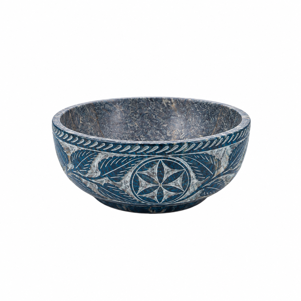 Räucherschale aus Speckstein – Orientalisches Design rauchblau